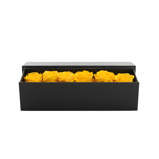 6 Infinity Yellow Roses in a Black Box