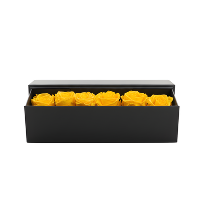 6 Infinity Yellow Roses in a Black Box