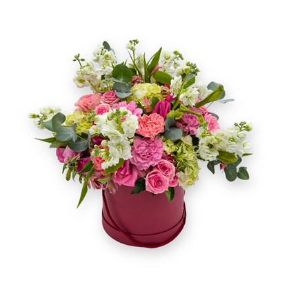 Blush Blooms in a Pink Hat Box