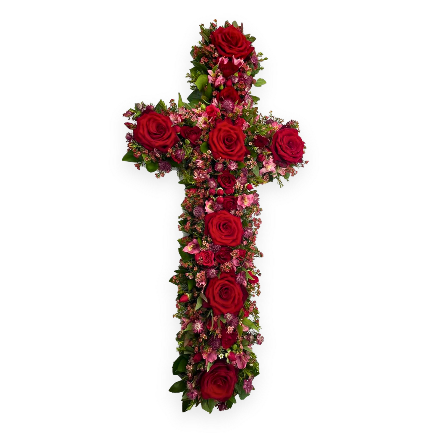 Red and Pink Funeral Cross