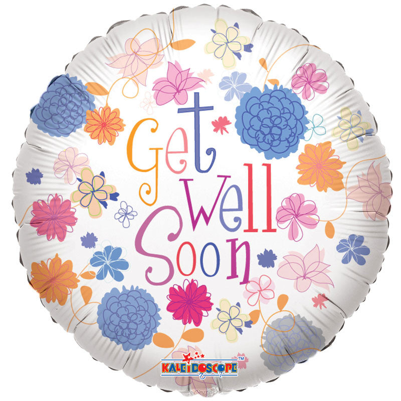 Get Well Soon Flower Bouquet, Bear and Balloon Gift Set