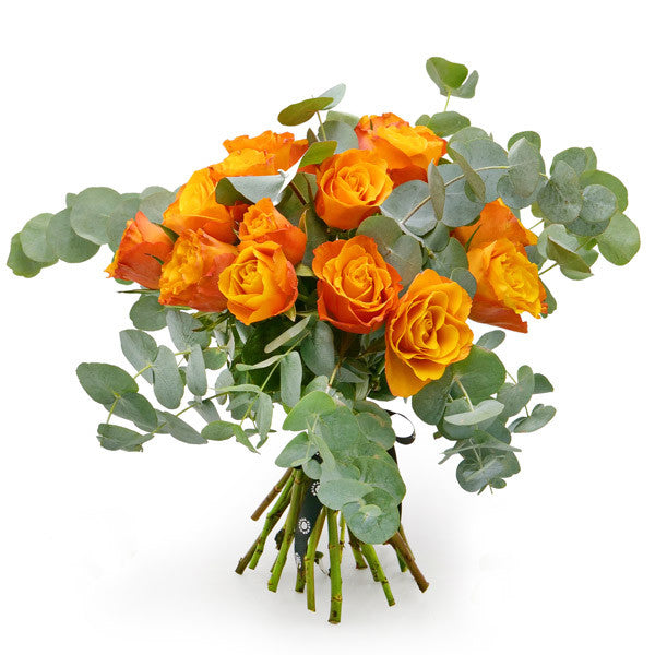 Orange Roses with Eucalyptus